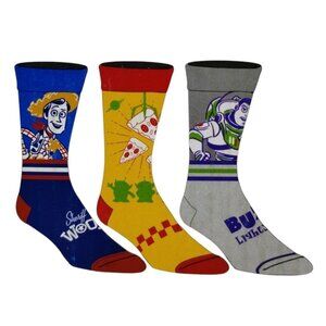 BioWorld Toy Story Pizza Planet 3 Pair Mens Crew Socks Size 10 - 13 Woody Buzz
